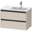 Duravit Ketho 2 wastafelonderbouwkast met 2 laden voor waskom rechts 81x48x54.9cm met grepen antraciet taupe mat SW771776
