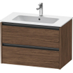 Duravit Ketho 2 wastafelonderbouwkast met 2 laden 81x48x55cm met grepen antraciet donker noten mat SW772730