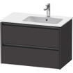 Duravit Ketho 2 wastafelonderbouwkast met 2 laden voor waskom rechts 81x48x54.9cm met grepen antraciet grafiet supermat SW771908