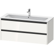 Duravit Ketho 2 wastafelonderbouwkast met 2 laden voor enkele wastafel 121x48x55cm met grepen antraciet hoogglans wit SW772936