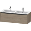 Duravit Ketho 2 wastafelonderbouwkast met 1 lade voor dubbele wastafel 128x48x44cm met greep antraciet eiken terra mat SW771911