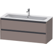 Duravit Ketho 2 wastafelonderbouwkast met 2 laden voor enkele wastafel 121x48x55cm met grepen antraciet basalt mat SW772706