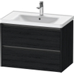 Duravit Ketho 2 wastafelonderbouwkast met 2 laden 78.4x45.5x54.9cm met grepen antraciet eiken zwart mat SW772881