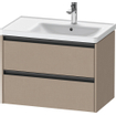 Duravit Ketho 2 wastafelonderbouwkast met 2 laden voor waskom rechts 78.4x45.5x54.9cm met grepen antraciet Linnen mat SW773073