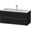 Duravit Ketho 2 wastafelonderbouwkast met 2 laden voor enkele wastafel 121x48x55cm met grepen antraciet eiken zwart mat SW772868