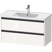 Duravit Ketho 2 wastafelonderbouwkast met 2 laden 98.4x45.5x54.9cm met grepen antraciet hoogglans wit SW772327