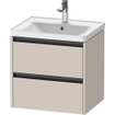 Duravit Ketho 2 wastafelonderbouwkast met 2 laden 58.4x45.5x54.9cm met grepen antraciet taupe mat SW772840