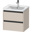 Duravit Ketho 2 Wastafelonderkast - 2 laden - 58.4x45.5x54.9cm - grepen antraciet - taupe mat SW772840