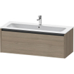Duravit Ketho 2 wastafelonderbouwkast met 1 lade voor enkele wastafel 121x48x44cm met greep antraciet eiken terra mat SW773023