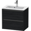 Duravit Ketho 2 wastafelonderbouwkast met 2 laden 61x39x54.9cm met grepen antraciet eiken zwart mat SW772864
