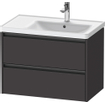 Duravit Ketho 2 wastafelonderbouwkast met 2 laden voor waskom rechts 78.4x45.5x54.9cm met grepen antraciet grafiet supermat SW772345