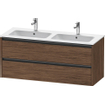 Duravit Ketho 2 wastafelonderbouwkast met 2 laden voor dubbele wastafel 128x48x55cm met grepen antraciet donker noten mat SW772058
