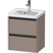 Duravit Ketho 2 wastafelonderbouwkast met 2 laden 48.4x37.5x54.9cm met grepen antraciet basalt mat SW771825
