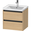Duravit Ketho 2 Wastafelonderkast - 2 laden - 58.4x45.5x54.9cm - grepen antraciet - natuur eiken mat SW772814