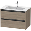 Duravit Ketho 2 wastafelonderbouwkast met 2 laden 81x48x55cm met grepen antraciet eiken terra mat SW773027