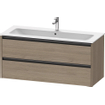 Duravit Ketho 2 wastafelonderbouwkast met 2 laden voor enkele wastafel 121x48x55cm met grepen antraciet eiken terra mat SW773151