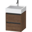 Duravit Ketho 2 wastafelonderbouwkast - 2 laden - 48.4x46x54.9cm - grepen antraciet - donker noten mat SW771826