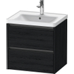 Duravit Ketho 2 Wastafelonderkast - 2 laden - 58.4x45.5x54.9cm - grepen antraciet - eiken zwart mat SW772870