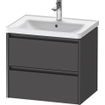 Duravit Ketho 2 wastafelonderbouwkast met 2 laden 63.4x45.5x54.9cm met grepen antraciet grafiet mat SW771913