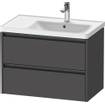 Duravit Ketho 2 wastafelonderbouwkast met 2 laden voor waskom rechts 78.4x45.5x54.9cm met grepen antraciet grafiet mat SW772099