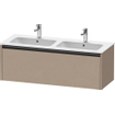Duravit Ketho 2 wastafelonderbouwkast met 1 lade voor dubbele wastafel 128x48x44cm met greep antraciet Linnen mat SW773054