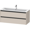 Duravit Ketho 2 wastafelonderbouwkast met 2 laden voor enkele wastafel 121x48x55cm met grepen antraciet taupe mat SW772834