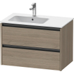 Duravit Ketho 2 wastafelonderbouwkast met 2 laden voor waskom links 81x48x54.9cm met grepen antraciet eiken terra mat SW773030