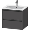 Duravit Ketho 2 wastafelonderbouwkast met 2 laden 61x48x55cm met grepen antraciet grafiet mat SW771916