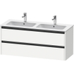 Duravit Ketho 2 wastafelonderbouwkast met 2 laden voor dubbele wastafel 128x48x55cm met grepen antraciet wit mat SW772324