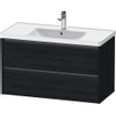 Duravit Ketho 2 wastafelonderbouwkast met 2 laden 98.4x45.5x54.9cm met grepen antraciet eiken zwart mat SW772335