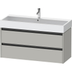 Duravit Ketho 2 wastafelonderbouwkast met 2 laden voor enkele wastafel 118.4x46x54.9cm met grepen antraciet betongrijs mat SW772659