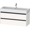 Duravit Ketho 2 wastafelonderbouwkast met 2 laden voor enkele wastafel 118.4x46x54.9cm met grepen antraciet wit supermat SW772758