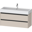 Duravit Ketho 2 wastafelonderbouwkast met 2 laden voor enkele wastafel 118.4x46x54.9cm met grepen antraciet taupe mat SW772995