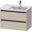Duravit Ketho 2 wastafelonderbouwkast met 2 laden voor waskom rechts 78.4x45.5x54.9cm met grepen antraciet taupe supermat SW772431