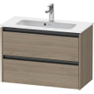 Duravit Ketho 2 wastafelonderbouwkast met 2 laden 81x39x54.9cm met grepen antraciet eiken terra mat SW772042