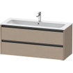 Duravit Ketho 2 wastafelonderbouwkast met 2 laden voor enkele wastafel 121x48x55cm met grepen antraciet Linnen mat SW772399