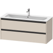 Duravit Ketho 2 wastafelonderbouwkast met 2 laden voor enkele wastafel 121x48x55cm met grepen antraciet taupe supermat SW773127