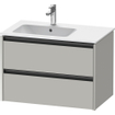 Duravit Ketho 2 wastafelonderbouwkast met 2 laden voor waskom links 81x48x54.9cm met grepen antraciet betongrijs mat SW772705
