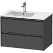 Duravit Ketho 2 wastafelonderbouwkast met 2 laden voor waskom links 81x48x54.9cm met grepen antraciet grafiet mat SW773005