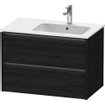 Duravit Ketho 2 wastafelonderbouwkast met 2 laden voor waskom rechts 81x48x54.9cm met grepen antraciet eiken zwart mat SW772332