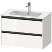 Duravit Ketho 2 wastafelonderbouwkast met 2 laden 81x48x55cm met grepen antraciet hoogglans wit SW772938