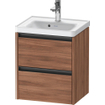 Duravit Ketho 2 Wastafelonderkast - 2 laden - 48.4x37.5x54.9cm - grepen antraciet - noten mat SW773102