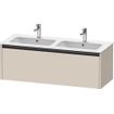 Duravit Ketho 2 wastafelonderbouwkast met 1 lade voor dubbele wastafel 128x48x44cm met greep antraciet taupe supermat SW771918