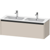 Duravit Ketho 2 wastafelonderbouwkast met 1 lade voor dubbele wastafel 128x48x44cm met greep antraciet taupe mat SW772011