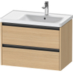 Duravit Ketho 2 wastafelonderbouwkast met 2 laden voor waskom rechts 78.4x45.5x54.9cm met grepen antraciet natuur eiken mat SW771884