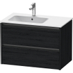 Duravit Ketho 2 wastafelonderbouwkast met 2 laden voor waskom links 81x48x54.9cm met grepen antraciet eiken zwart mat SW772875