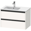 Duravit Ketho 2 wastafelonderbouwkast met 2 laden voor waskom links 81x48x54.9cm met grepen antraciet wit supermat SW772910