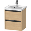 Duravit Ketho 2 wastafelonderbouwkast met 2 laden 48.4x37.5x54.9cm met grepen antraciet natuur eiken mat SW772246