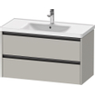 Duravit Ketho 2 wastafelonderbouwkast met 2 laden 98.4x45.5x54.9cm met grepen antraciet betongrijs mat SW772198
