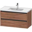 Duravit Ketho 2 wastafelonderbouwkast met 2 laden 98.4x45.5x54.9cm met grepen antraciet noten mat SW773107